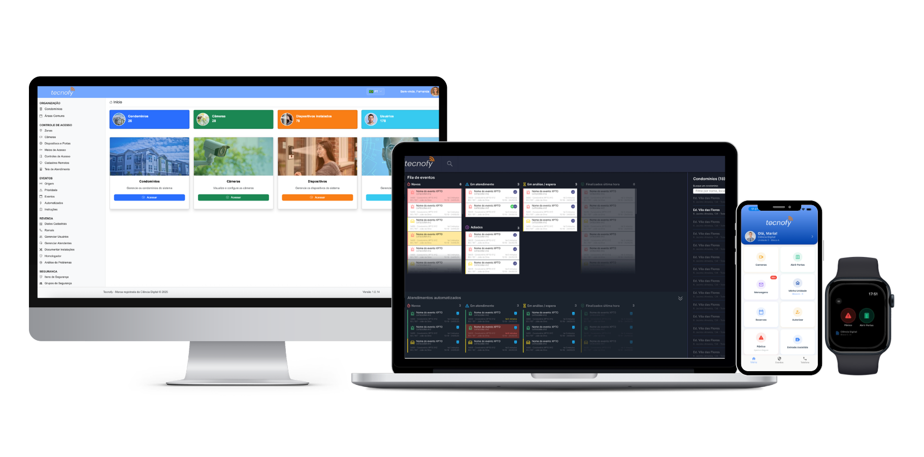 Tecnofy em desktop, notebook, celular e smartwatch